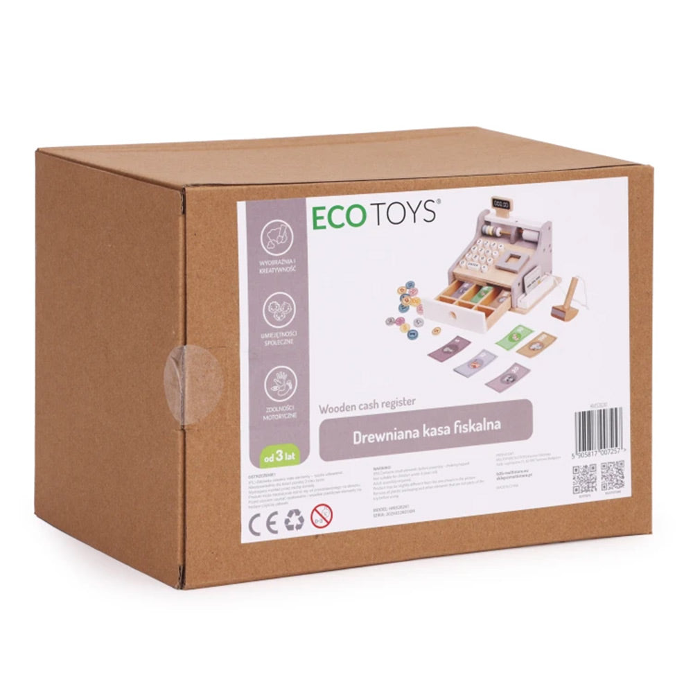 Ecotoys Drvena blagajna 3 god+, bijela