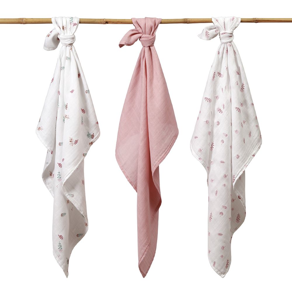 BabyOno Tetra pelene Muslin Cvijeće, roza