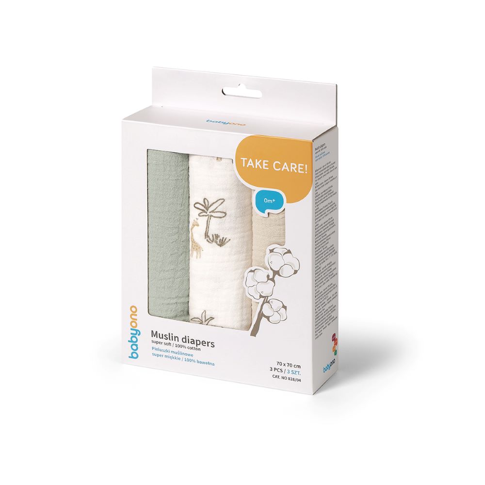 BabyOno Tetra pelene Muslin Safari, mint