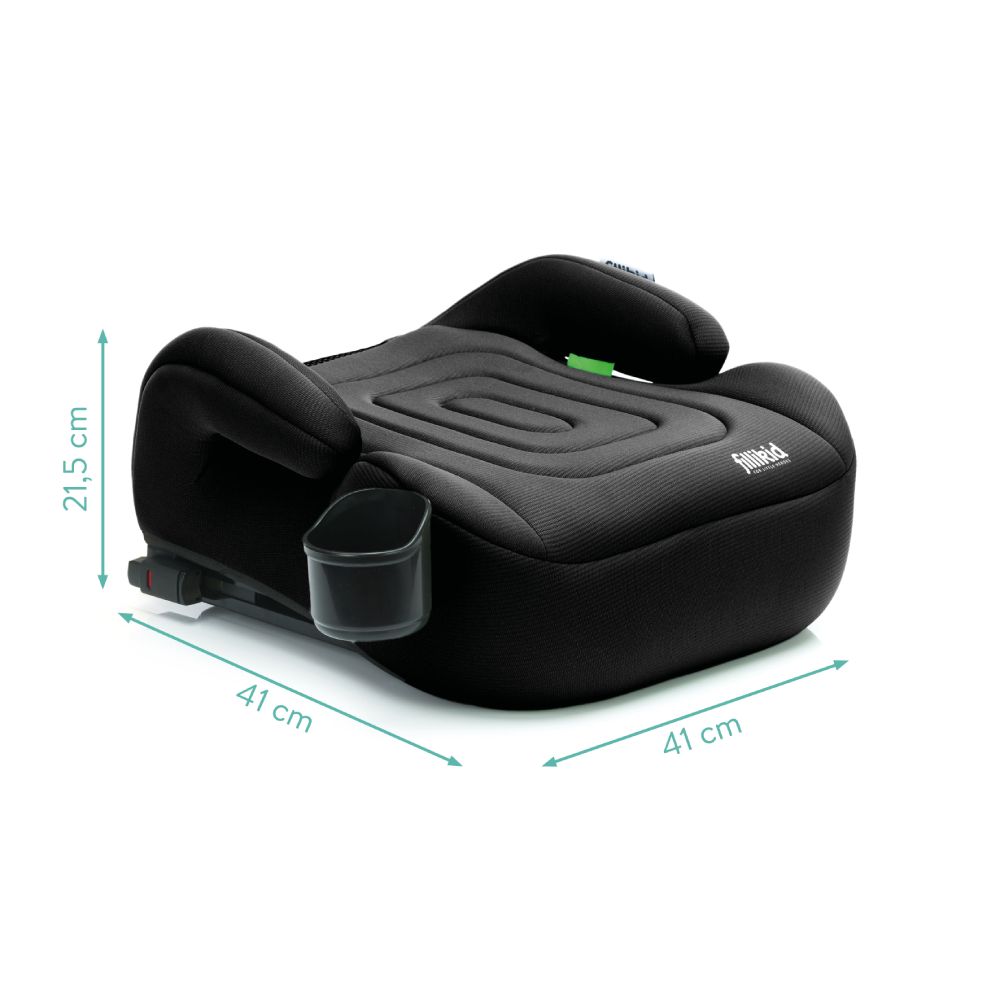Fillikid Booster/sjedalo za auto Flip deluxe (125-150 cm) s podesivim Isofix priključkom i držačem za čašu, crna