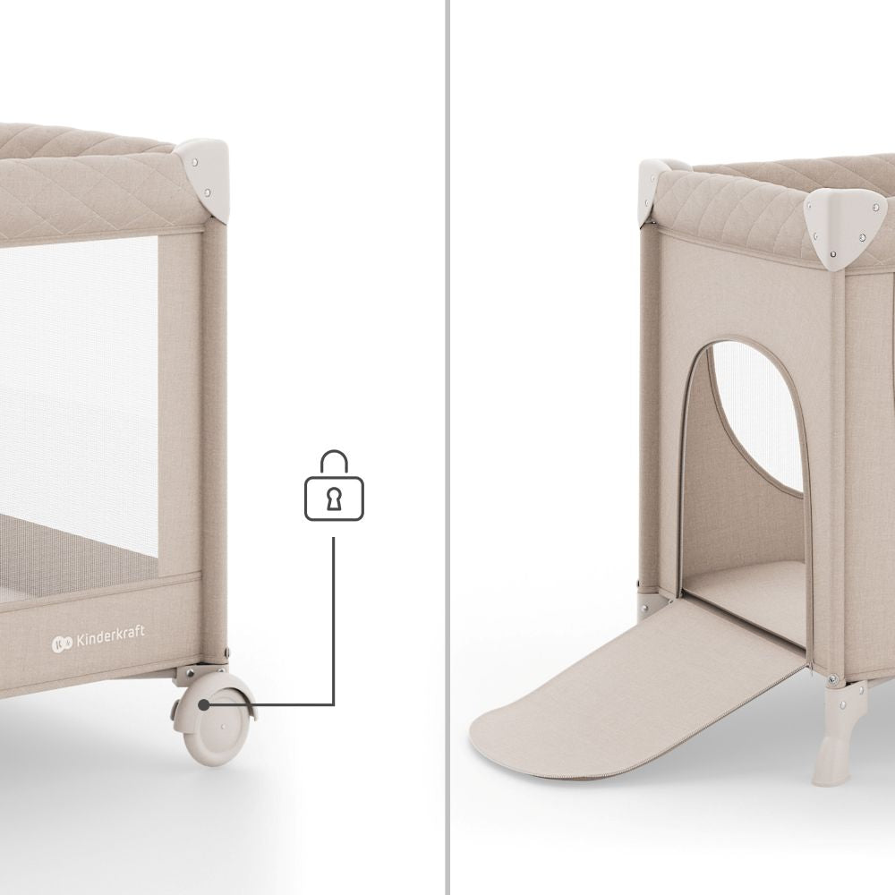Kinderkraft Putni krevetić LEODY UP, Beige