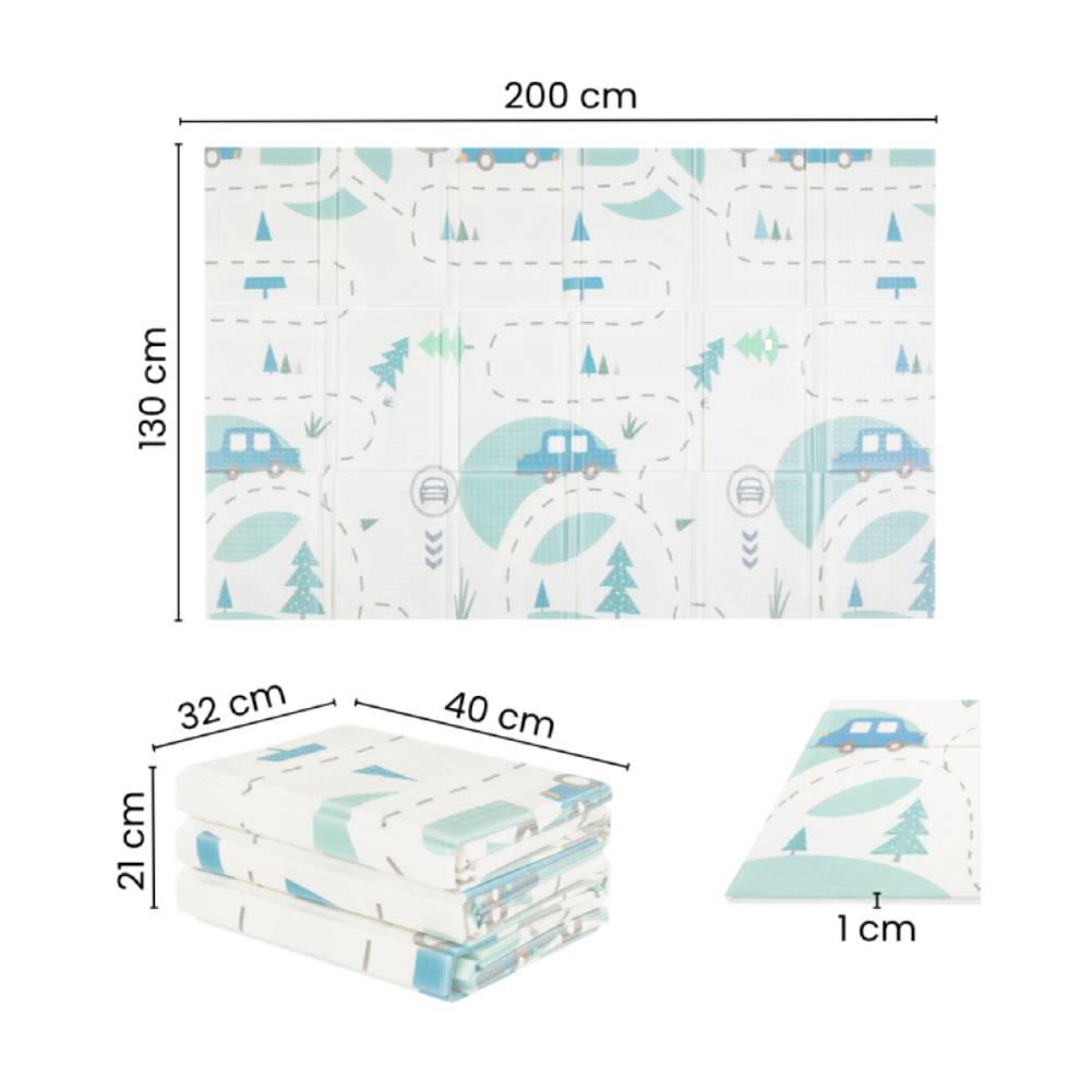 PETITE&amp;MARS Dvostrana podloga za igru Campy, Mountains&amp;Triangles 130x200 cm