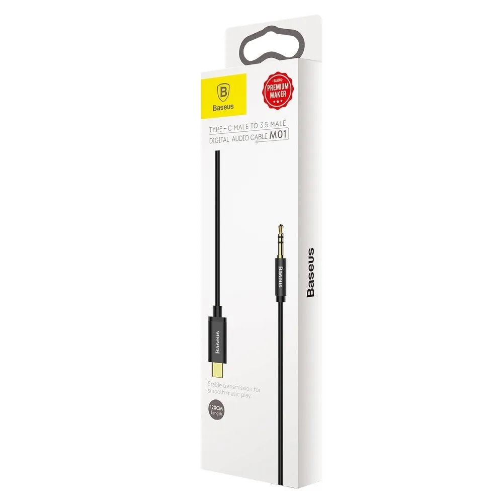 BASEUS Yiven Type-C moški na 3,5 moški avdio kabel M01 črn CAM01-01