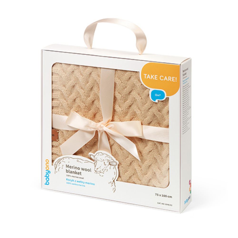 BabyOno Pletena dekica od merino vune 75x100 cm, tamno bež