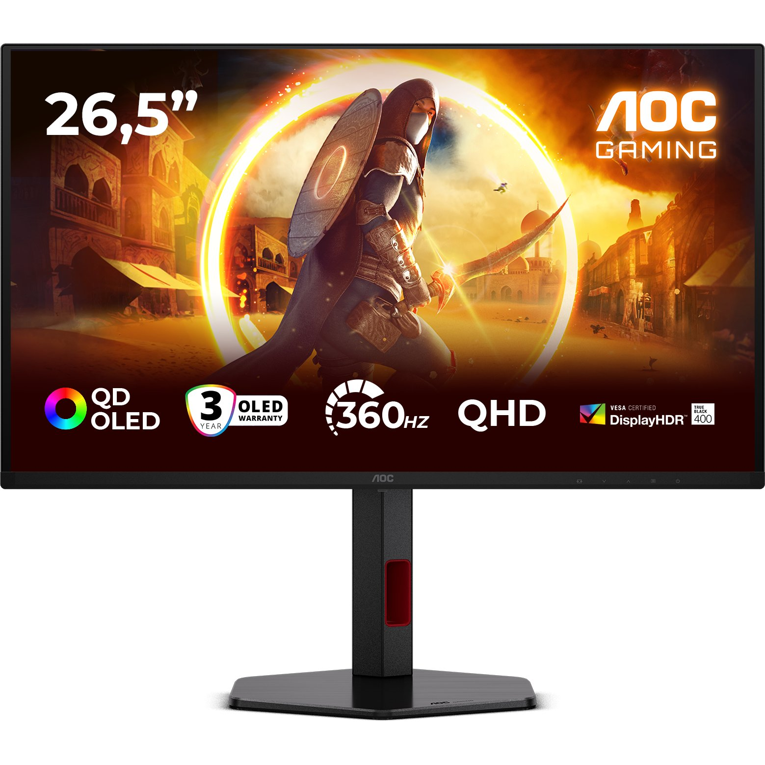AOC G4 Q27G4SDR računalni monitor 67,3 cm (26.5") 2560 x 1440 pikseli Quad HD QD-OLED Crno, Crveno