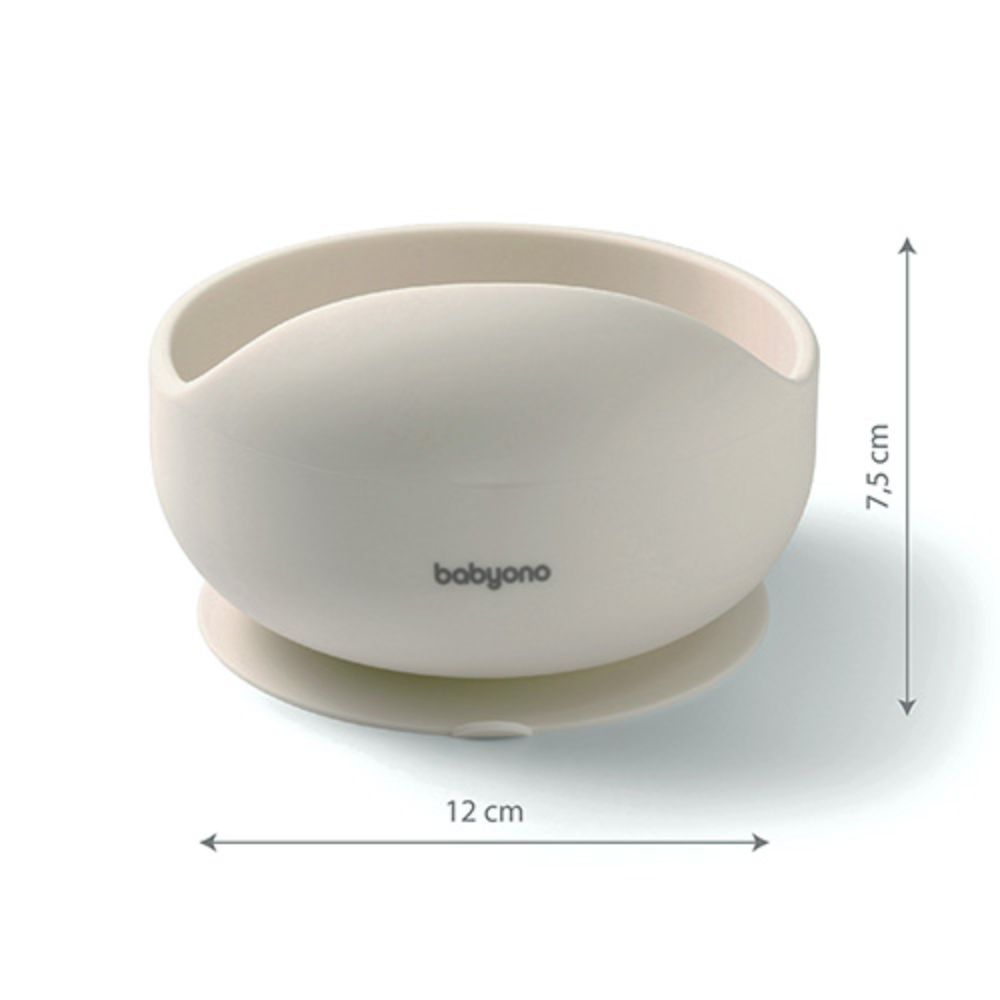 BabyOno Silikonska zdjelica s vakuumom 350 ml 6 m+, bež