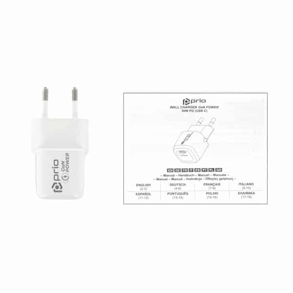Prio Stenski polnilec GaN Power 30W PD (USB C) bel