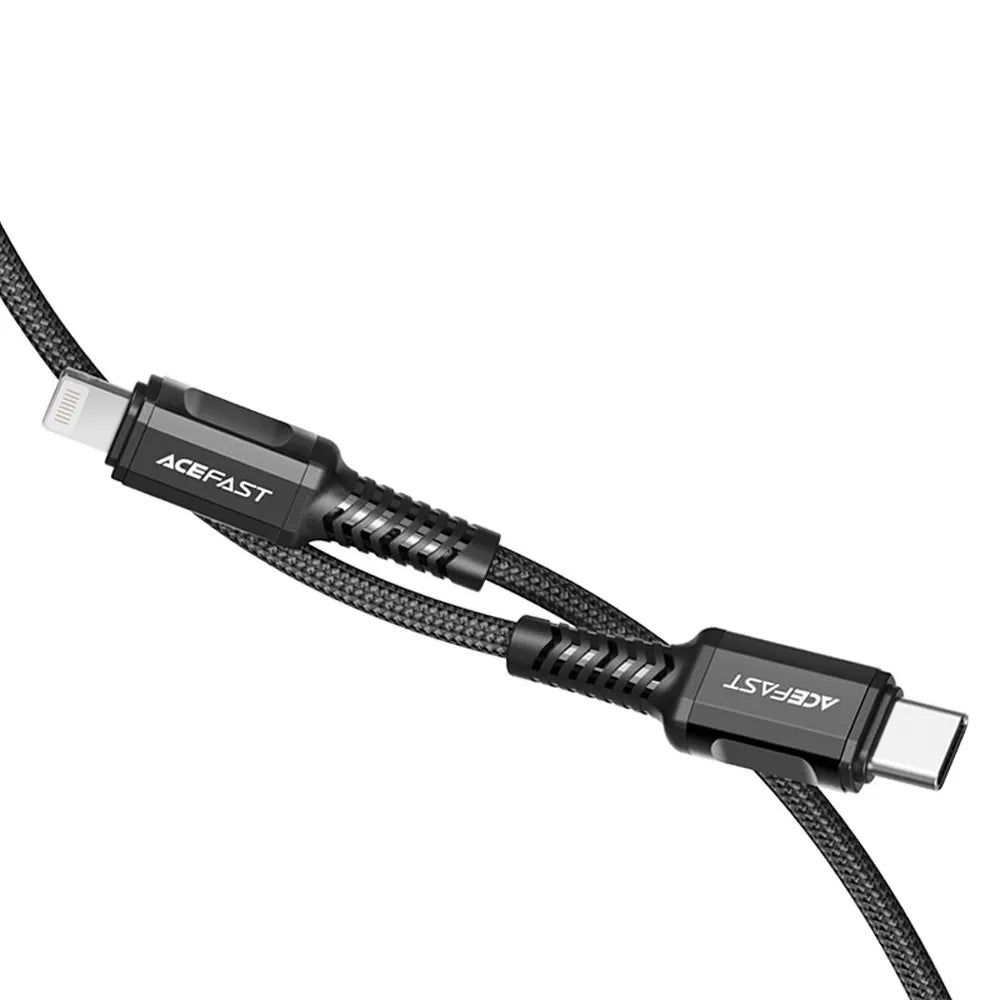 ACEFAST kabel tipa C za iPhone Lightning 8-pin MFi 3A PD30W aluminijasta zlitina C1-01 1,2 m črna