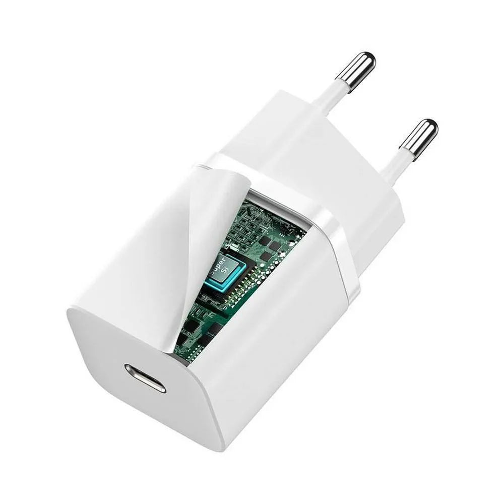 BASEUS stenski polnilec Type C Super Si Quick Charger IC PD 30W bel CCSUP-J02/CCCJG30CE