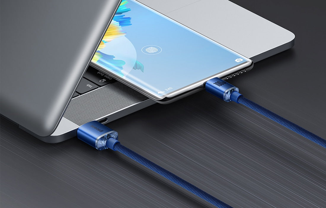 Baseus Crystal Shine kabel USB na USB-C 5A100W1.2m (modra)