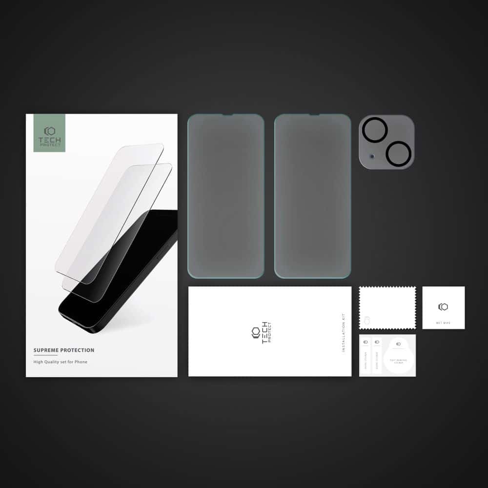 TECH-PROTECT SUPREME SET KALJENO STEKLO+STEKLO ZA KAMERO ZA IPHONE 14 PLUS CLEAR