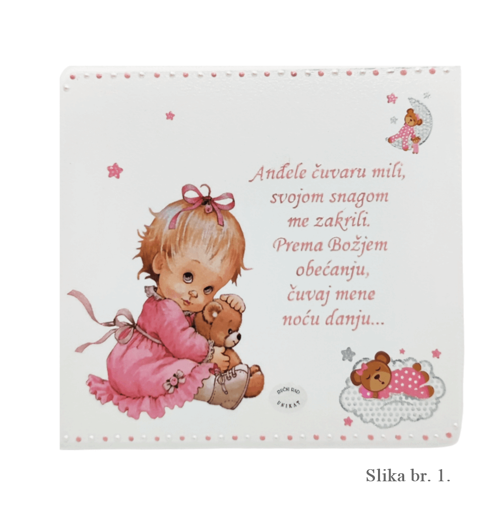 Ročno izdelane slike z molitvijo Angelu varuhu - za deklice