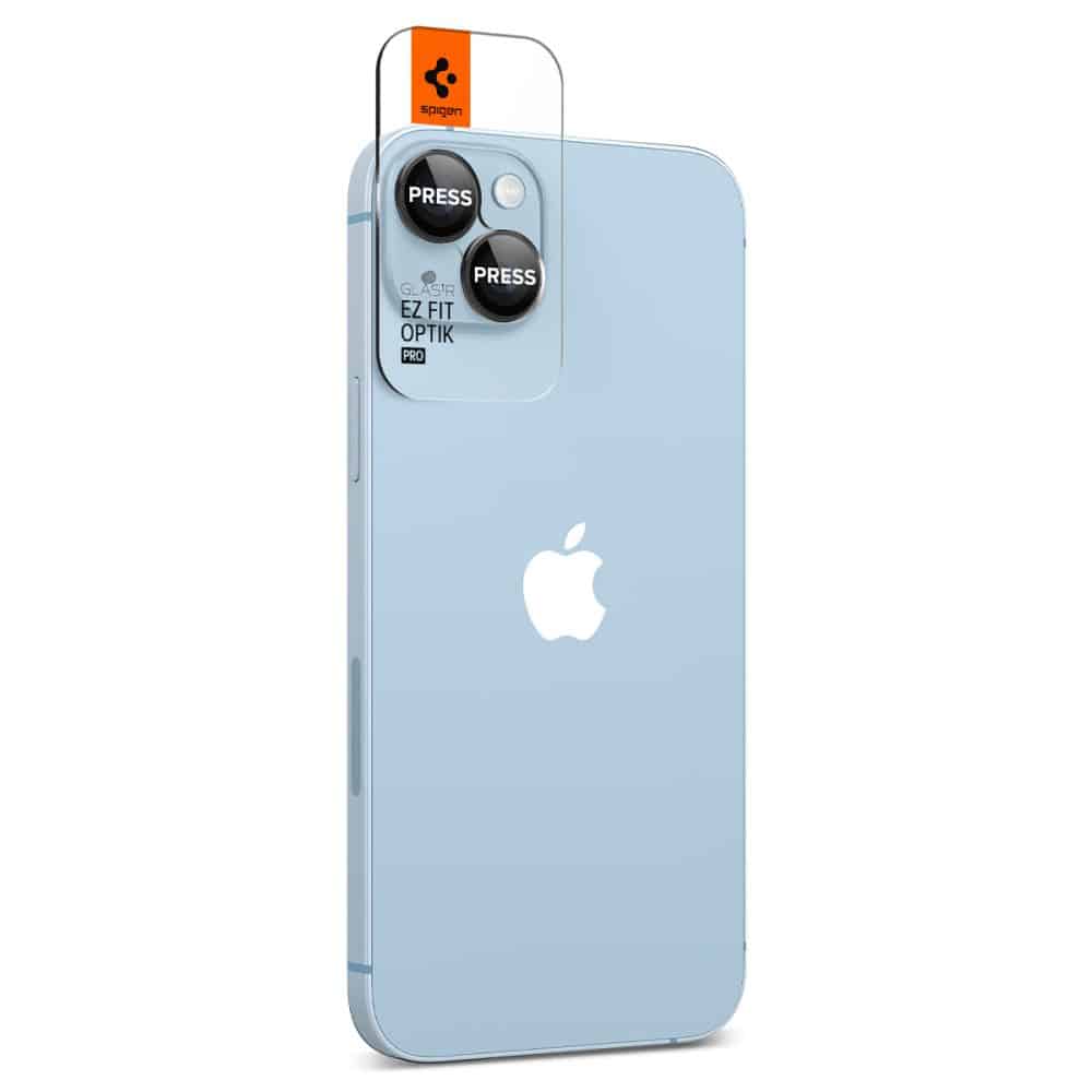 SPIGEN OPTIK.TR EZ FIT ZAŠČITNO KALJENO STEKLO ZA KAMERO 2-KOS ZA IPHONE 14 / 14 PLUS/ 15 / 15 PLUS ČRNO