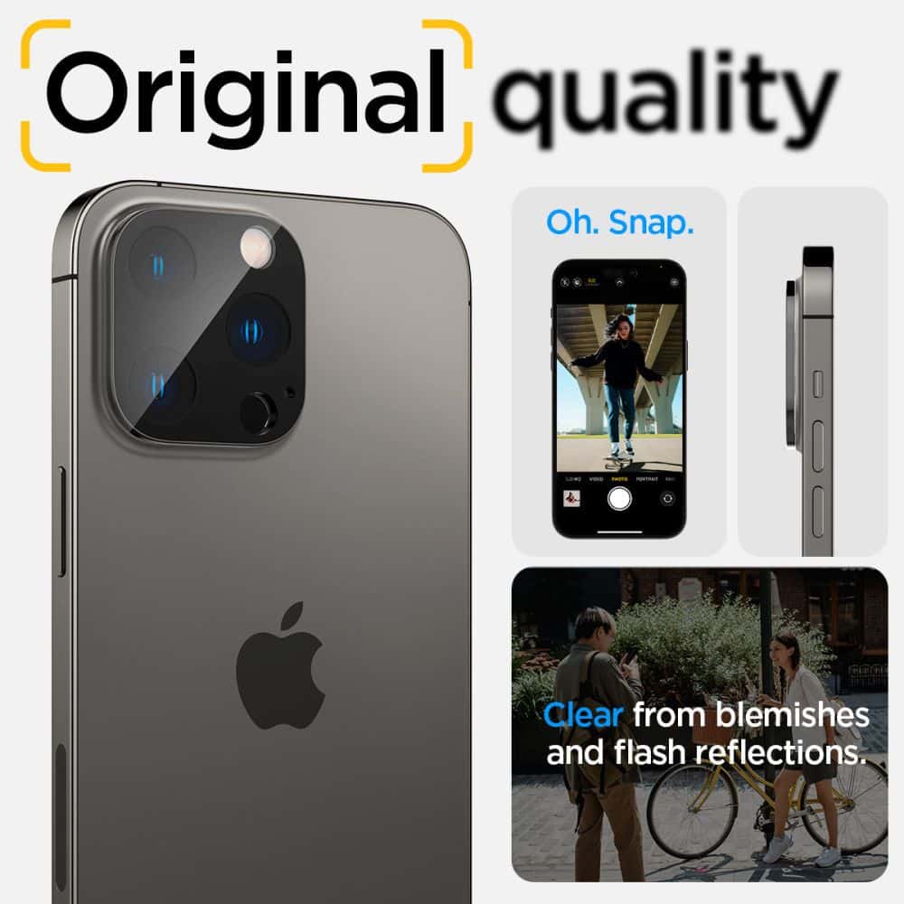 SPIGEN OPTIK.TR ZAŠČITA ZA KAMERO 2-KOSOVNO PAKIRANJE IPHONE 14 PRO / 14 PRO MAX / 15 PRO / 15 PRO MAX ČRNA MASKA