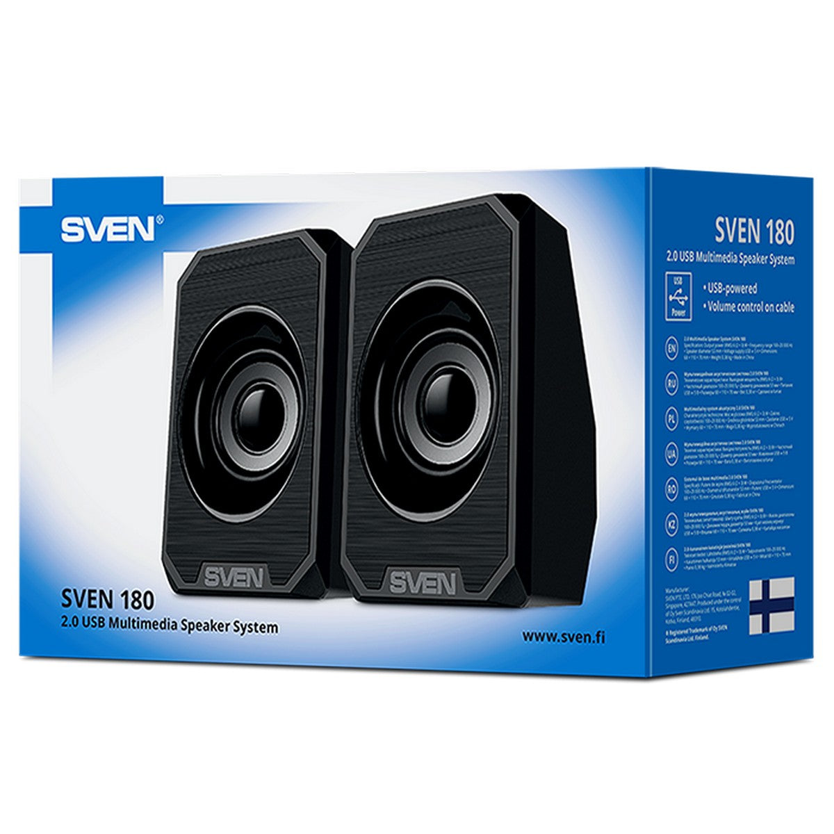 SVEN 180 zvučnici 2.0 CRNI, USB, Izlazna snaga 2x3W (RMS)