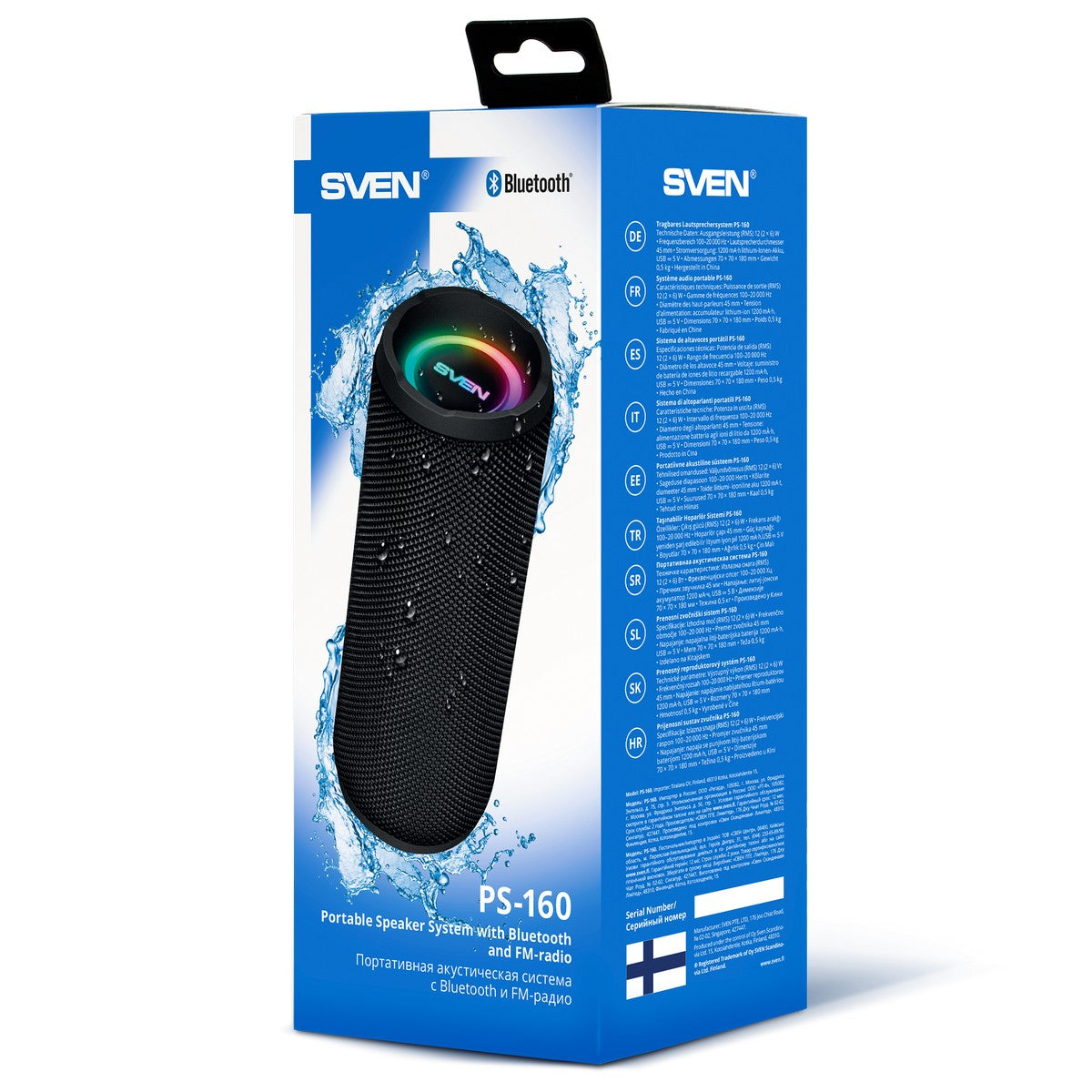 SVEN PS-160 Zvučnik, izlazna snaga 2x6W (RMS)TWS, Bluetooth, FM, USB, microSD, lithium baterija CRNI
