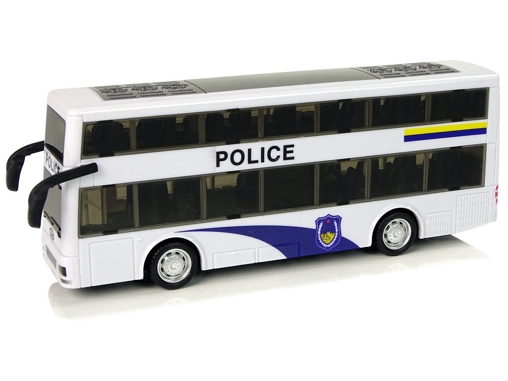 Dvokatni policijski autobus na povlačenje sa zvukom - bijeli