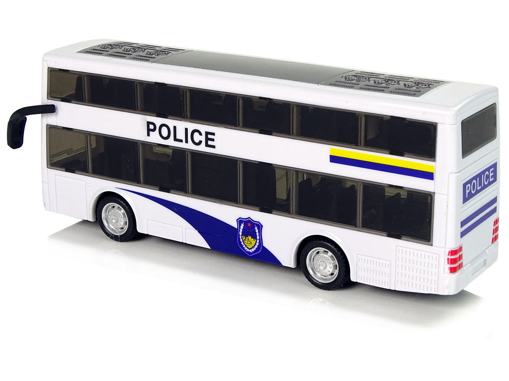Dvokatni policijski autobus na povlačenje sa zvukom - bijeli