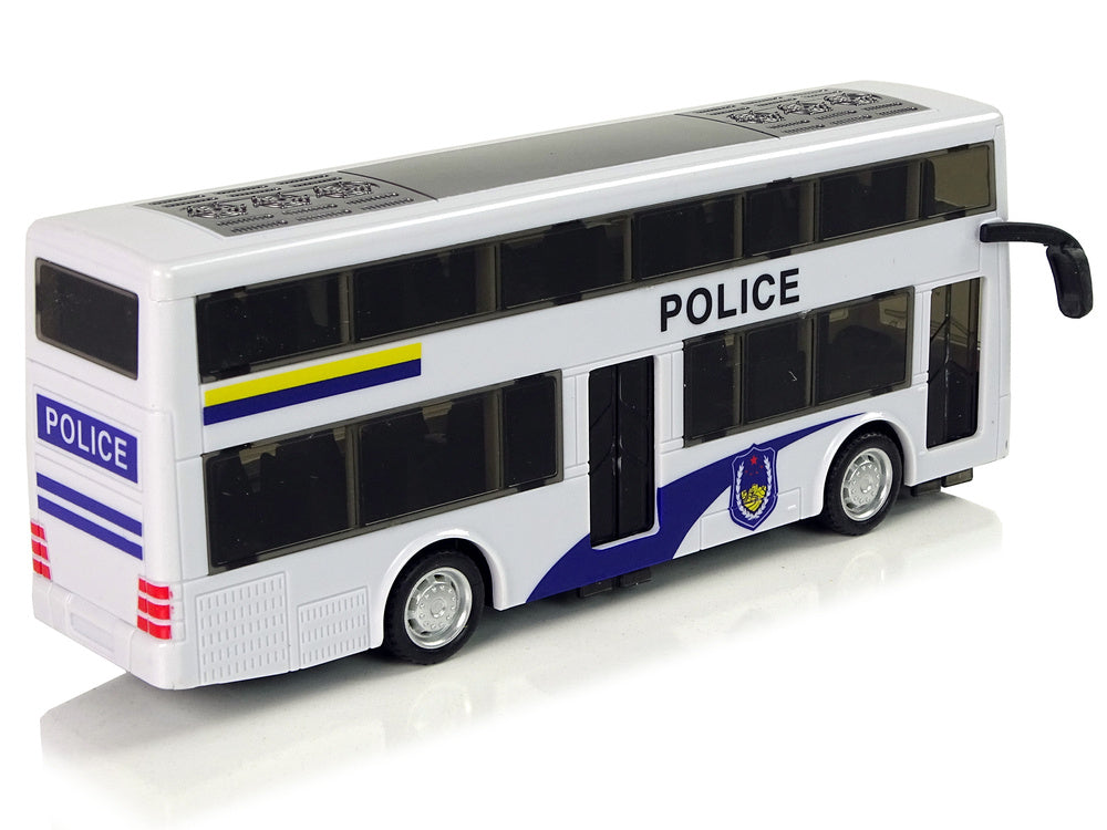 Dvokatni policijski autobus na povlačenje sa zvukom - bijeli