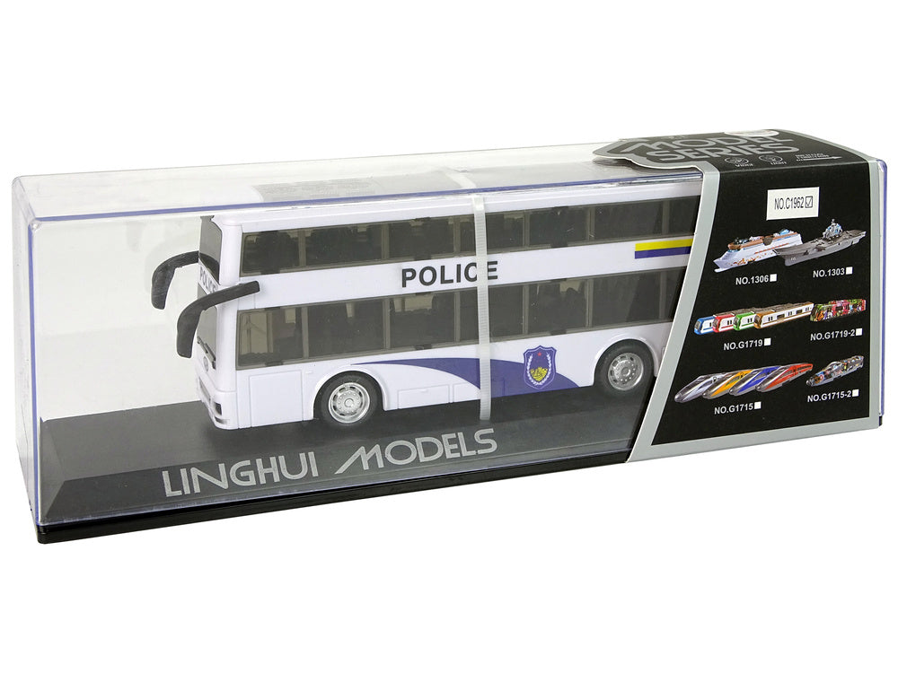 Dvokatni policijski autobus na povlačenje sa zvukom - bijeli