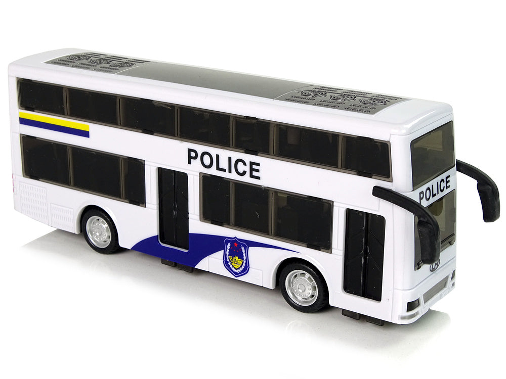 Dvokatni policijski autobus na povlačenje sa zvukom - bijeli