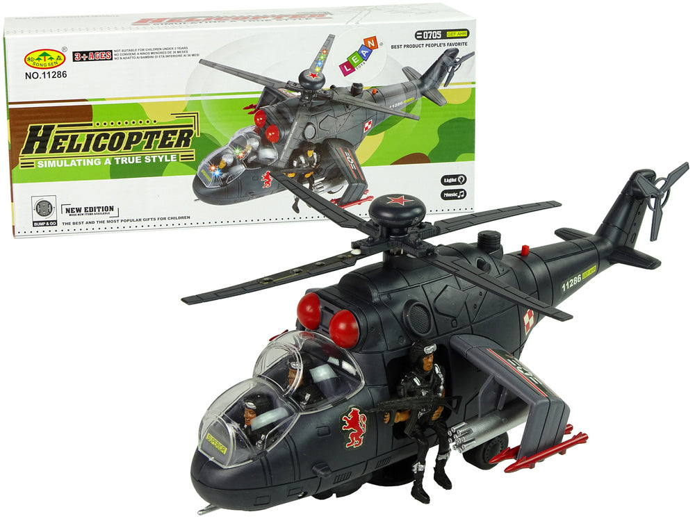 Veliki vojni helikopter za igru 34 cm - crni