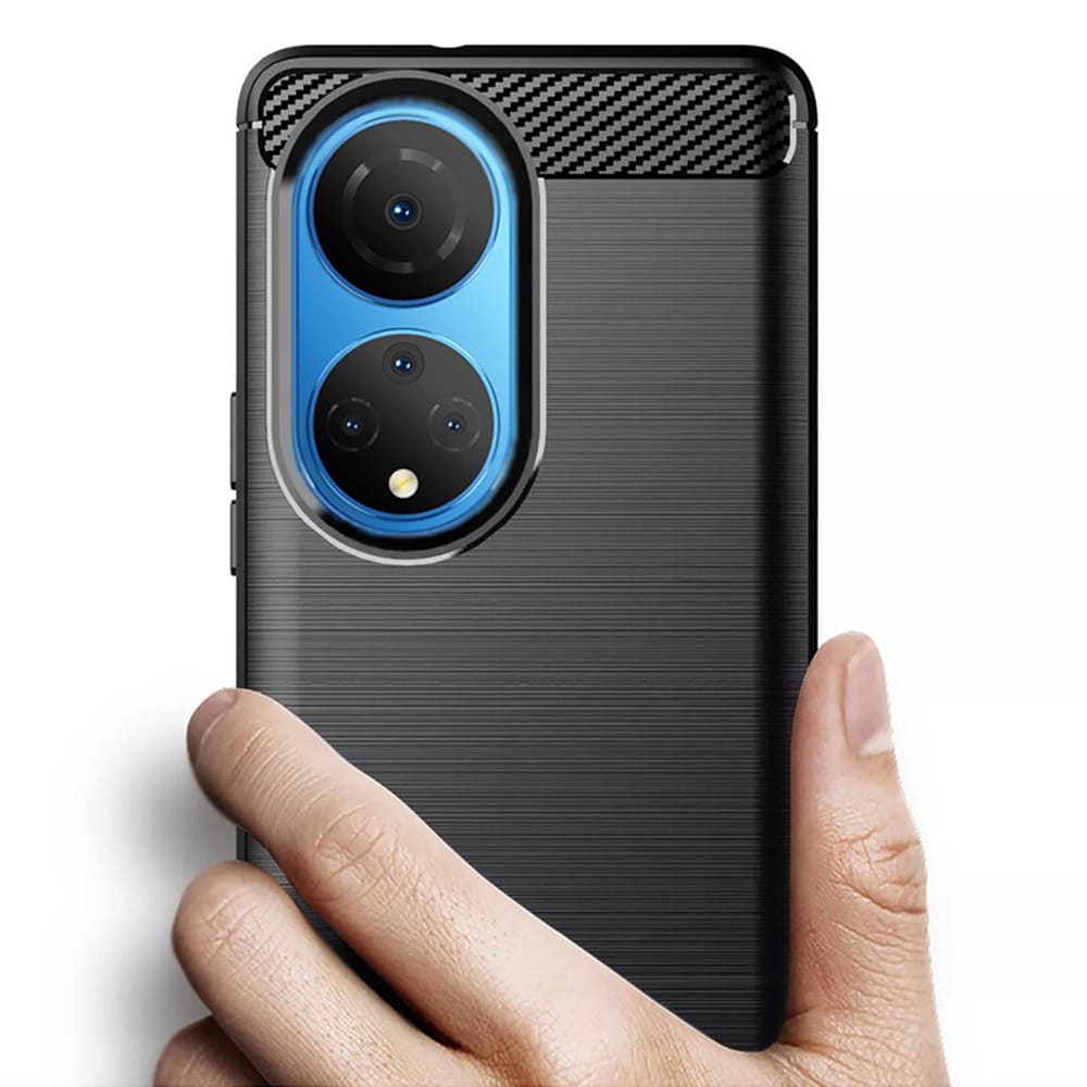 Techsuit Carbon Silicone ovitek za Honor X7 - črn