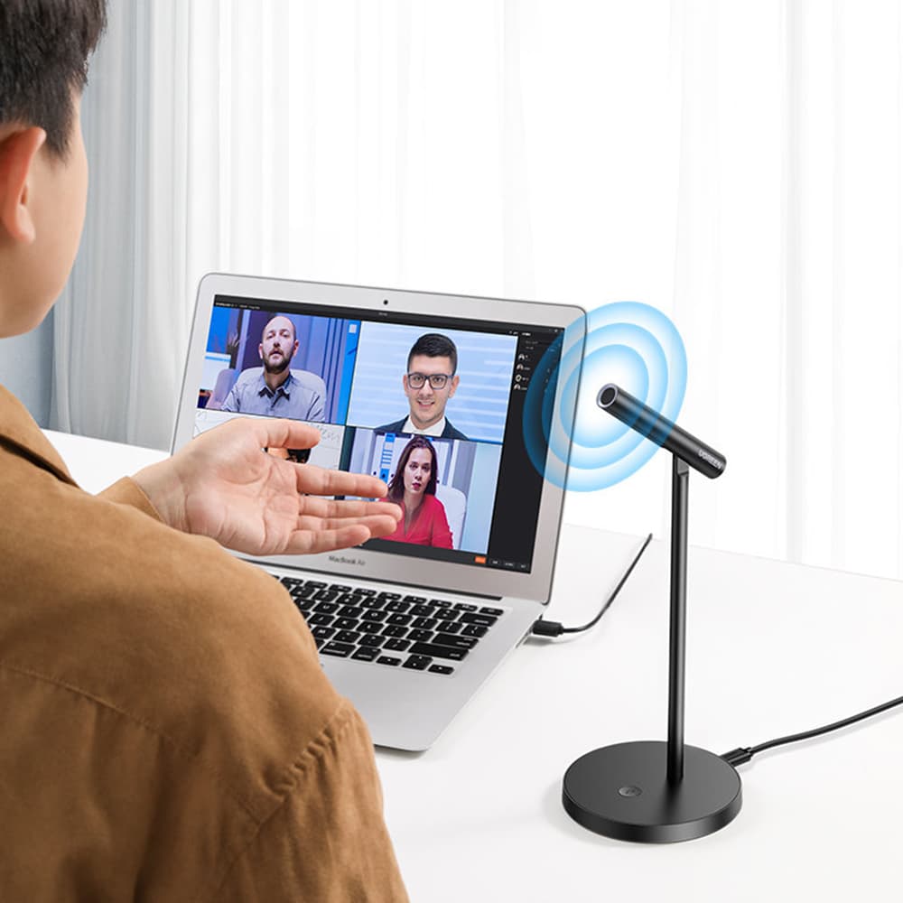 Ugreen - Namizni mikrofon (10934) - za računalnik - prenosnik - telefon - s kablom USB-C - 2 m - črn