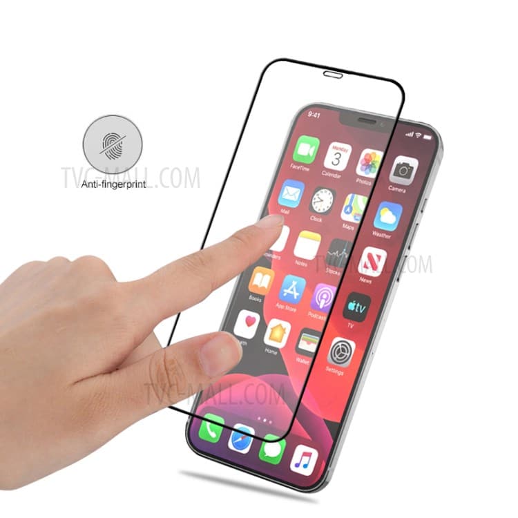 Mocolo - 3D ukrivljeno popolnoma lepljivo steklo za iPhone 12 Pro Max - črno
