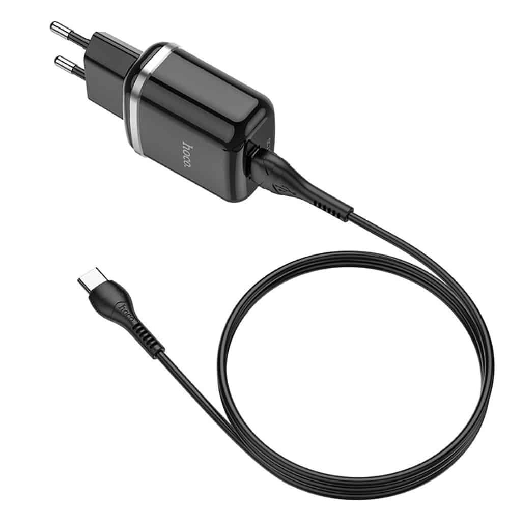 Hoco - Stenski polnilec Special (N3) - USB-A 18W 3A s kablom USB-A v USB Type-C 1m - črn