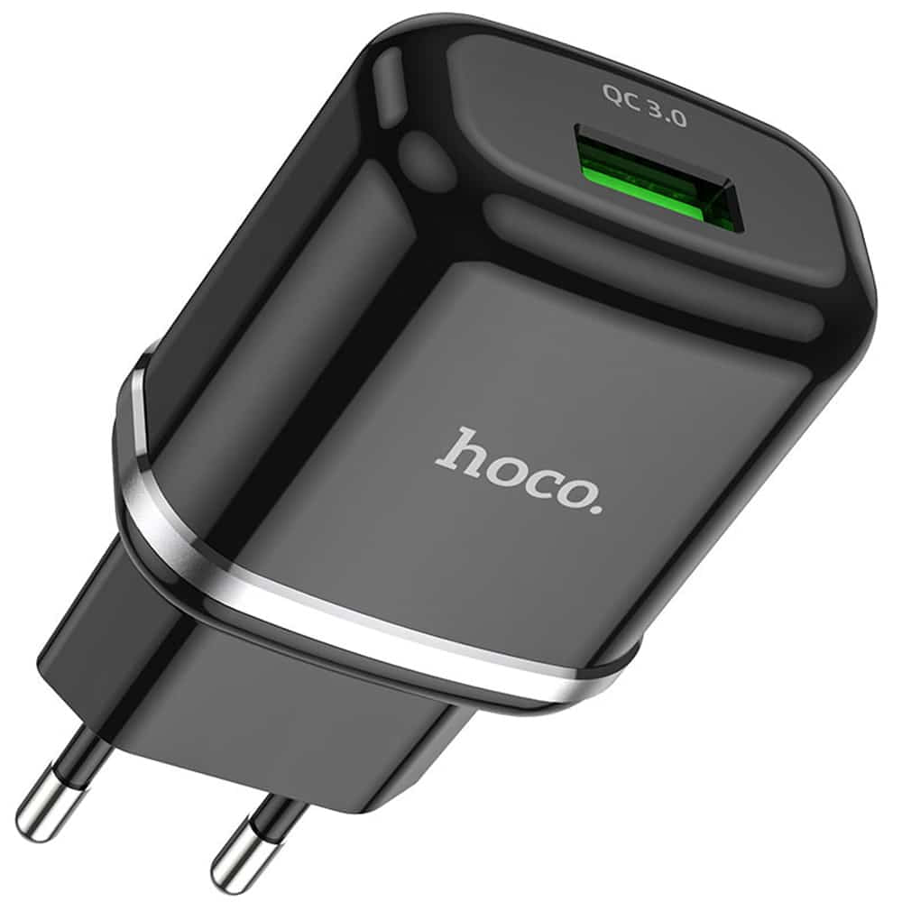Hoco - Stenski polnilec Special (N3) - USB-A 18W 3A s kablom USB-A v USB Type-C 1m - črn