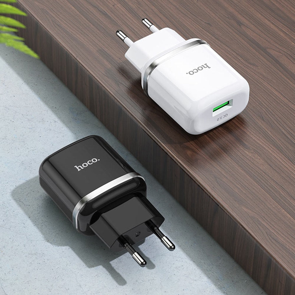 Hoco - Stenski polnilec Special (N3) - USB-A 18W 3A s kablom USB-A v USB Type-C 1m - črn
