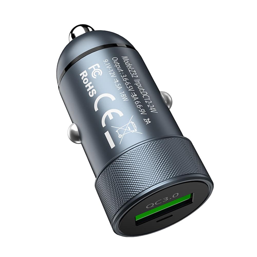 Hoco - Avtopolnilec Speed Up (Z32) - USB-A QC 3.0 18W 3A - črn