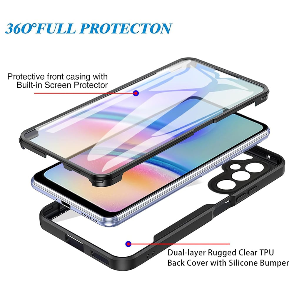Techsuit – ColorVerse 360 Series dvostranska zaščitna maska za Samsung Galaxy A25 5G – črna