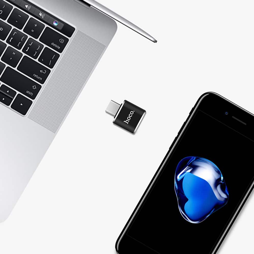 HOCO - OTG adapter (UA5) - USB-A na USB Type-C Plug & Play 480 Mbps - črn