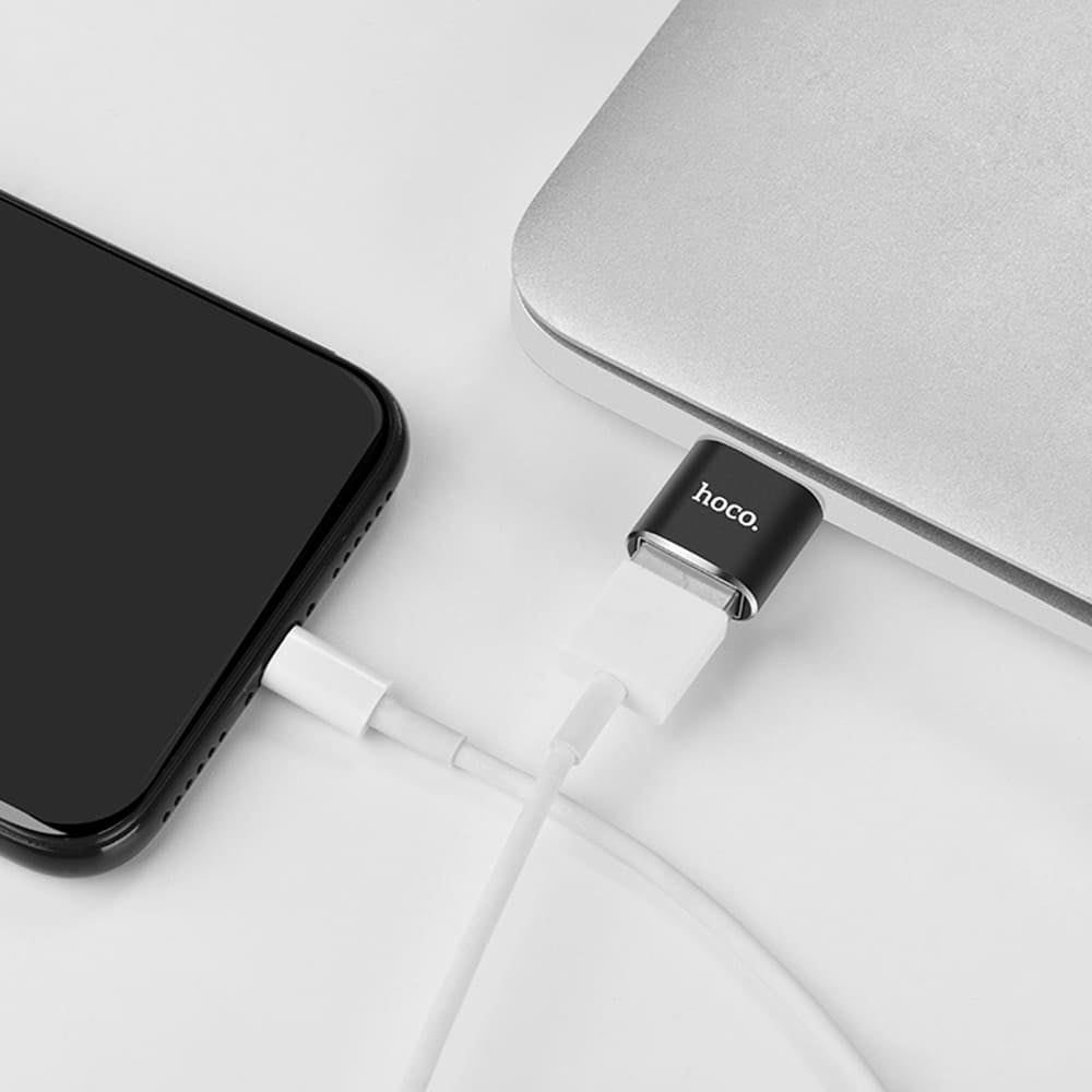 HOCO - OTG adapter (UA5) - USB-A na USB Type-C Plug & Play 480 Mbps - črn