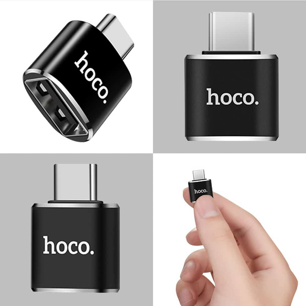 HOCO - OTG adapter (UA5) - USB-A na USB Type-C Plug & Play 480 Mbps - črn