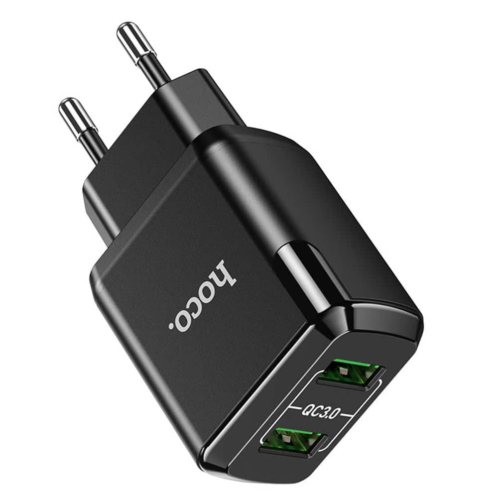 Hoco - Zidni punjač Charmer (N6) - 2xUSB-A, Q.C 3.0, 18W, 3.0A - crni