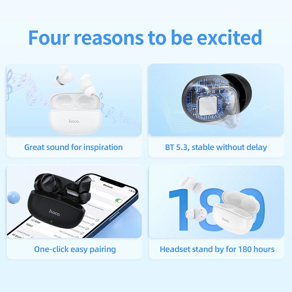 HOCO - TWS slušalke (EW17 Amusement) z Bluetooth 5.3 - črne