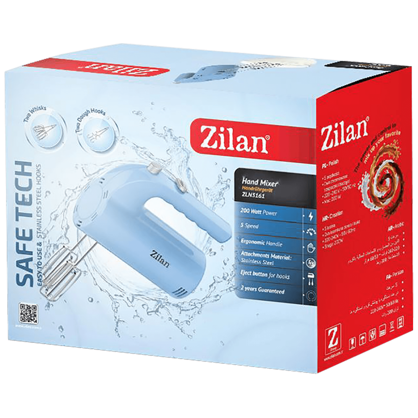 Zilan Mikser ručni, 5 brzina+turbo, 200 W, plava - ZLN3161