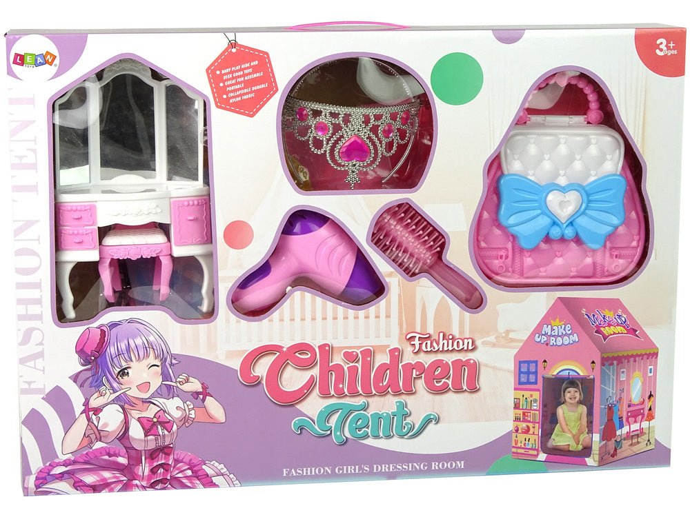Princess Tent for Kids Beauty Salon Pink Accessories Crown