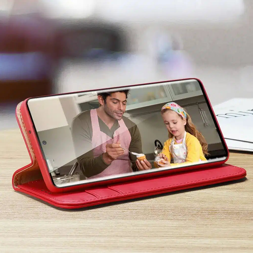 DUX DUCIS Hivo - usnjena denarnica torbica za Samsung Galaxy S23 rdeča