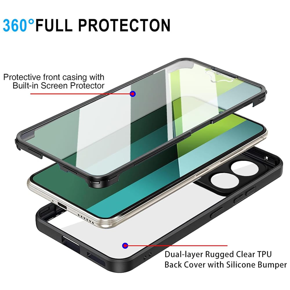 Techsuit – ColorVerse 360 Series dvostranska zaščitna maska za Xiaomi Redmi Note 13 5G – črna