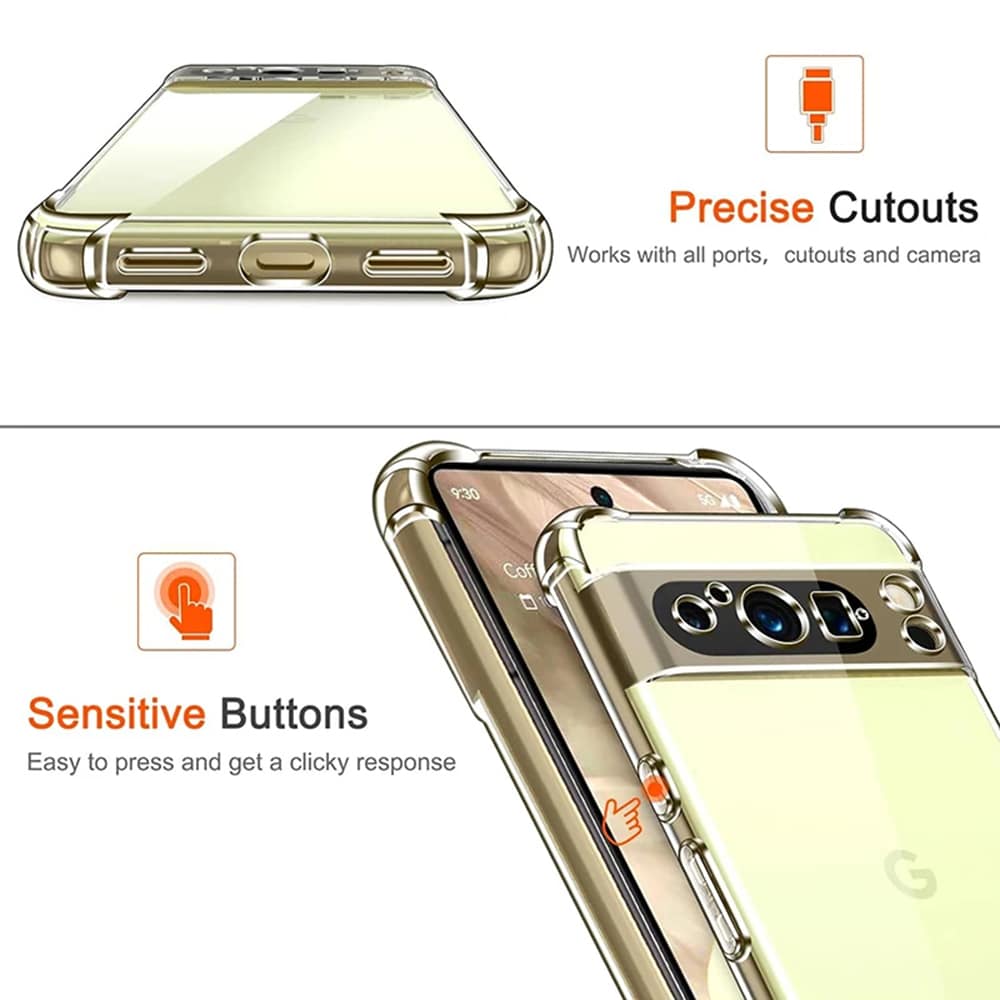 Techsuit Shockproof Clear Silicone prozoren ovitek, odporen na udarce, za Google Pixel 9 Pro XL