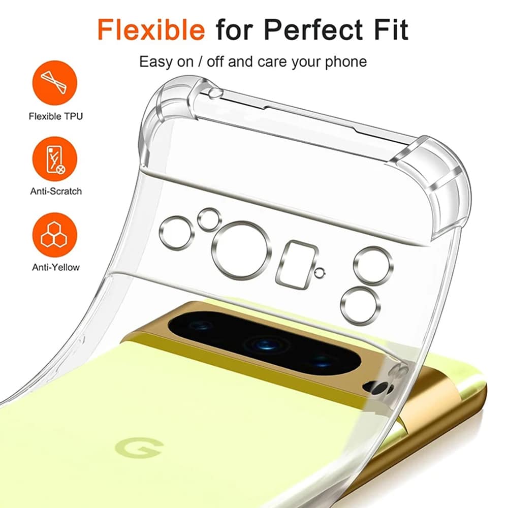 Techsuit Shockproof Clear Silicone prozoren ovitek, odporen na udarce, za Google Pixel 9 Pro XL