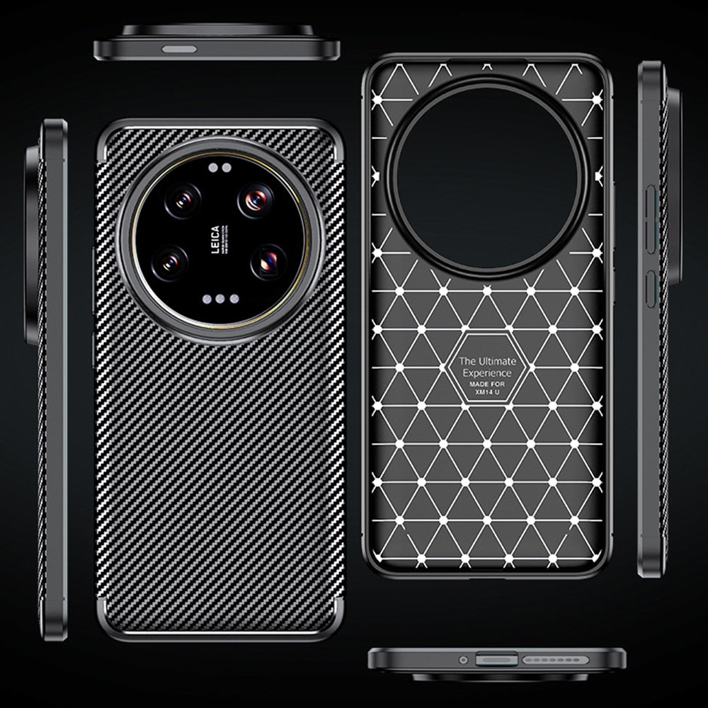 Techsuit – CarbonFiber ovitek za Xiaomi 14 Ultra – črn