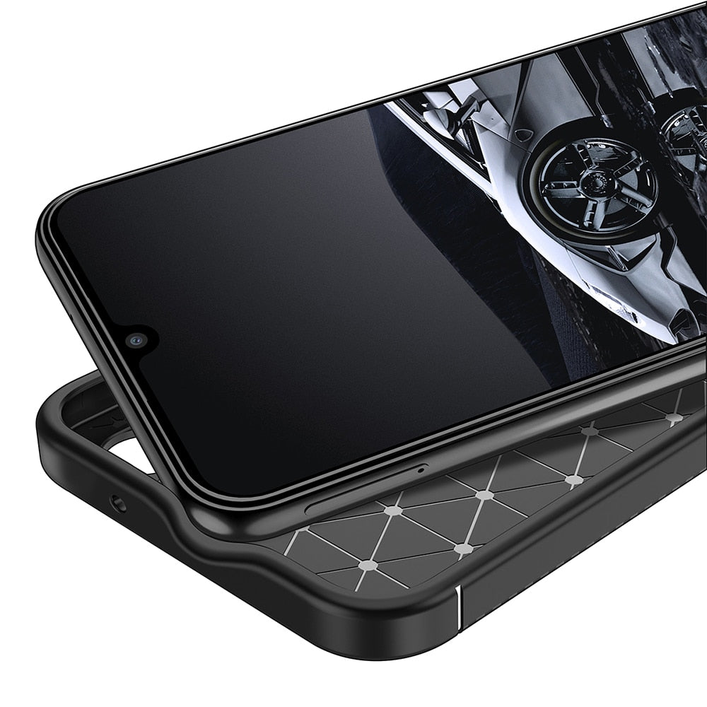 Techsuit – CarbonFiber ovitek za Samsung Galaxy A14 4G / A14 5G – črn