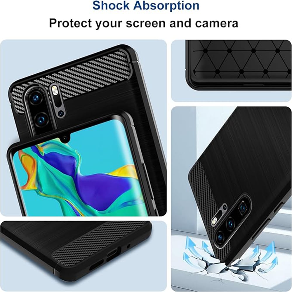 Techsuit Carbon Silicone ovitek za Huawei P30 Pro – moder