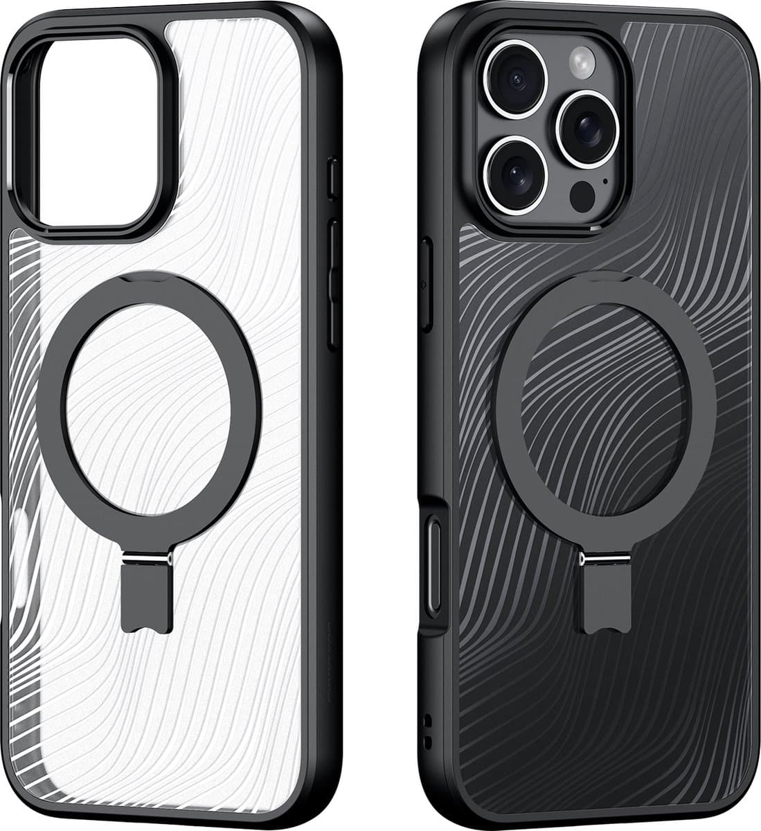 Dux Ducis Aimo Mag ovitek z MagSafe in stojalom za iPhone 16 Pro – črn