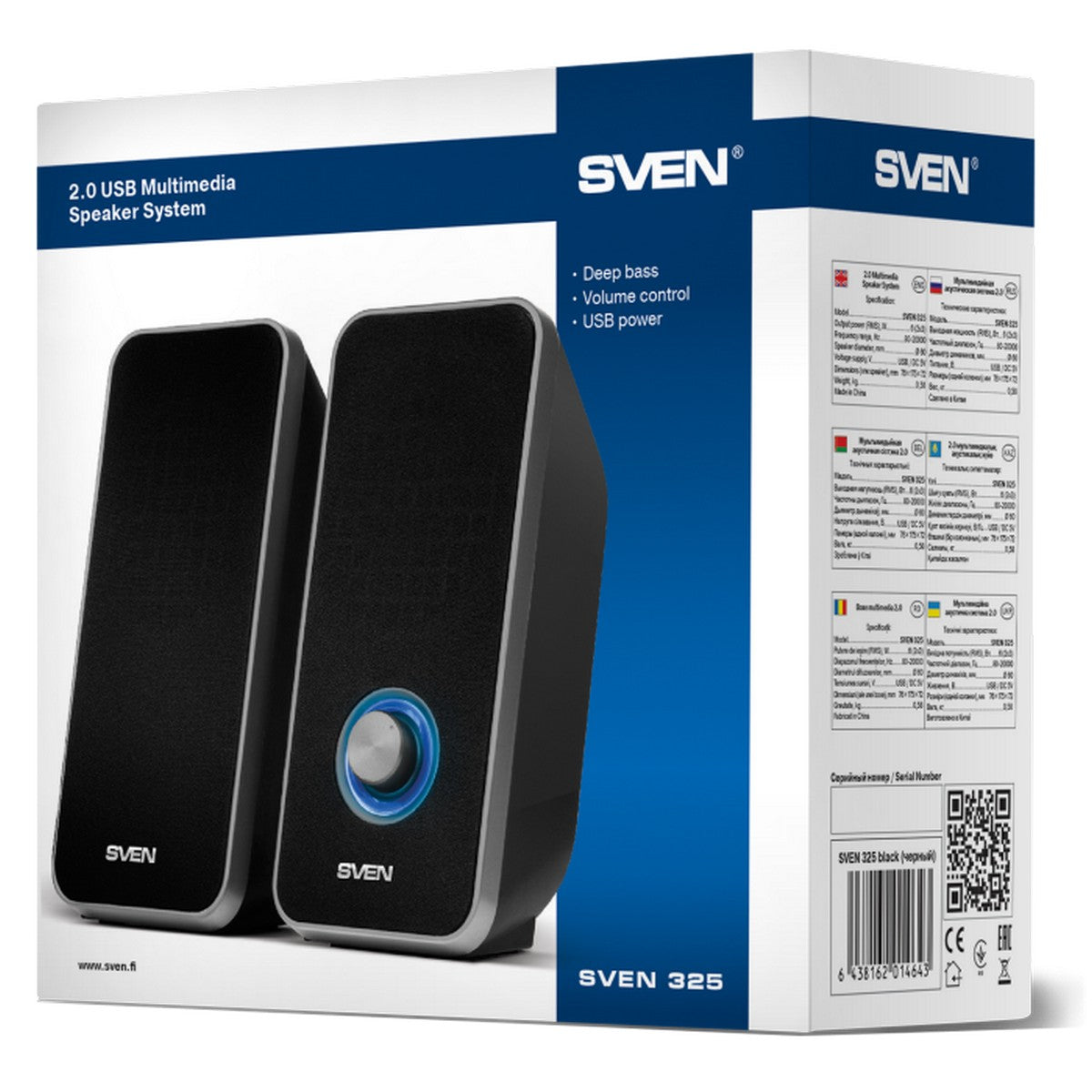 SVEN 325 2.0 zvučnici, USB, izlazna snaga 2x3W (RMS), CRNI